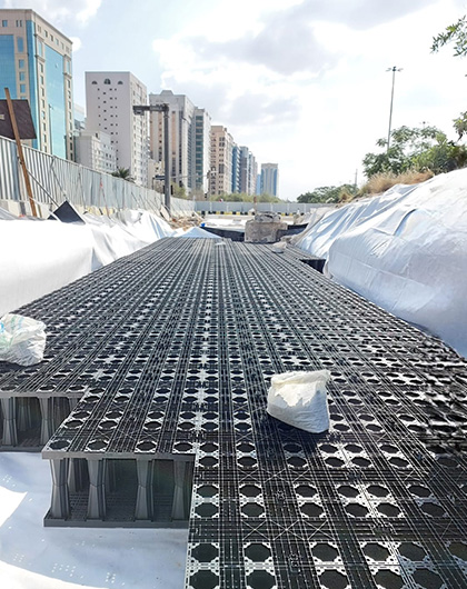 Implementation of rainwater drainage improvement works at the intersection of Sultan Bin Zayed Street with Sheikha Fatima Street Mubarak's daughter and the surrounding areas